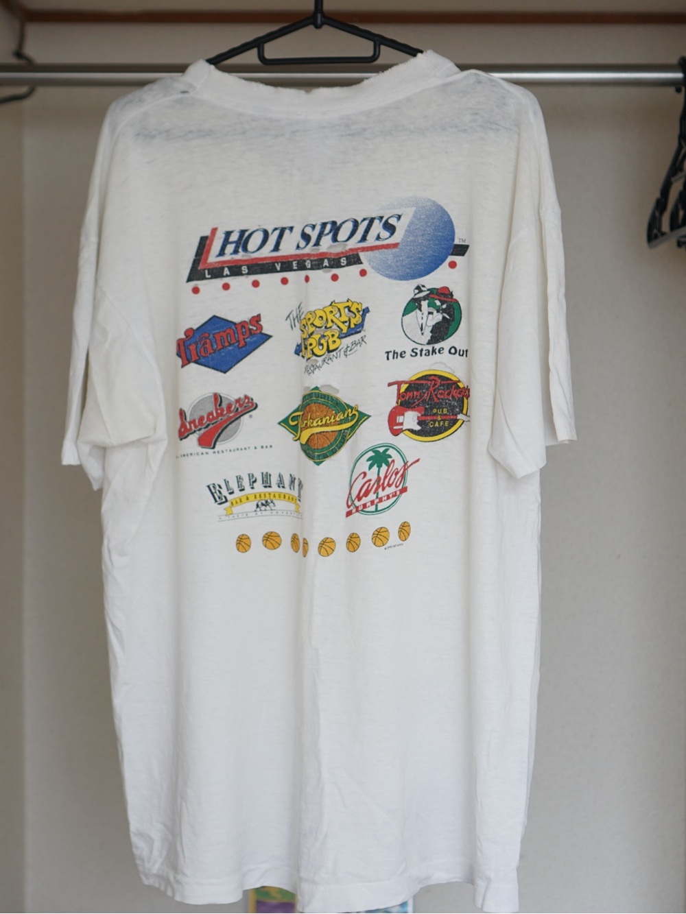 Vintage Fruit of the Loom White Graphic Tee with Multicolor Logos